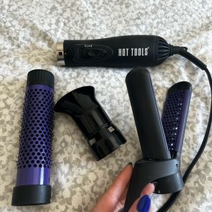 Hot tools blow dryer round brush, straightener and smoother